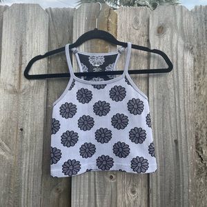 Cropped floral ribbed workout tank top!!